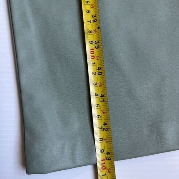 Zara Faux Leather Pants High Waisted Straight Leg light green Womens Sz sS22 - Picture 2 of 3